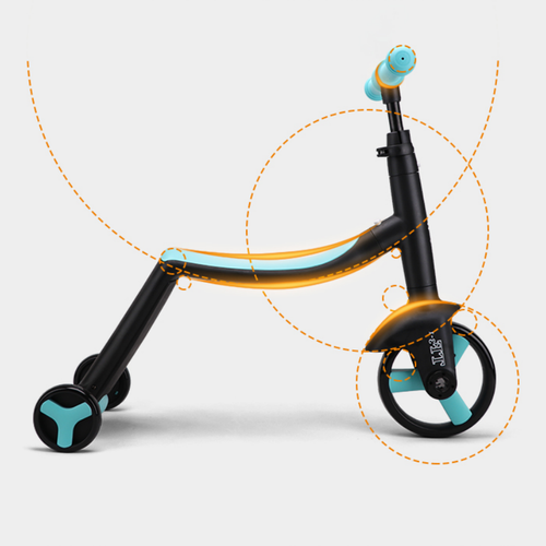 Crianças multifuncionais 8-em-1 equilíbrio de deformação bicicleta de três rodas scooter 3-6 anos com empurrar guidão leve carrinho