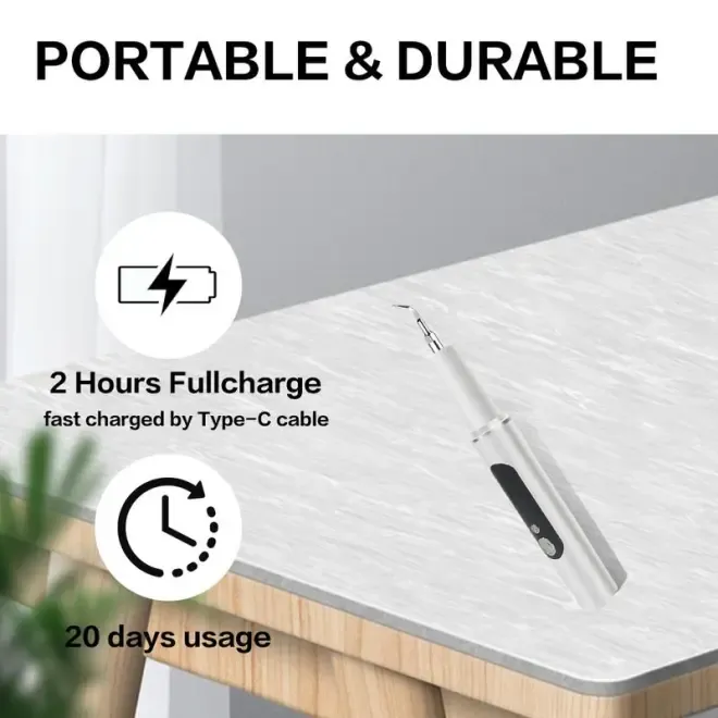 Removedor oral de placa tártaro, kit de limpeza dentária removedor de cálculo com luz LED e 5 modos ajustáveis recarregáveis