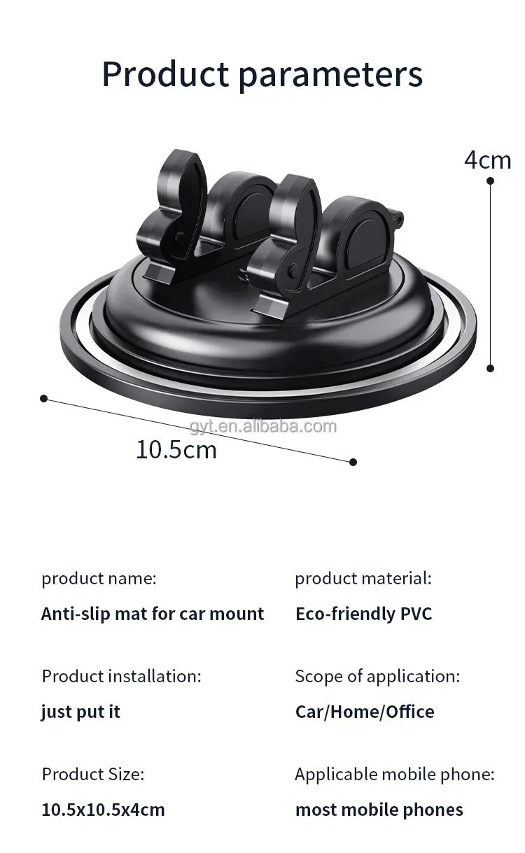 Greatyt suporte para smartphone, giratório de 360 ​​graus, silicone antiderrapante, desktop, painel do carro, suporte para telemóvel