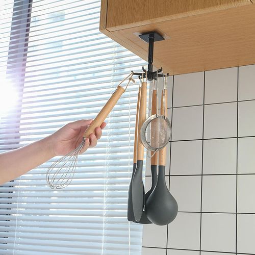 Gancho dobrável 360 graus armário rotativo banheiro cozinha gancho autoadesivo (conjunto de 10 pcs)