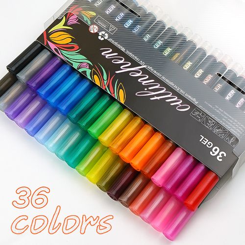 Conjunto de marcadores de contorno de metal glitter de linha dupla de 36 cores