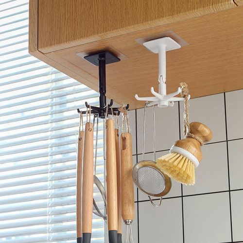 Gancho dobrável 360 graus armário rotativo banheiro cozinha gancho autoadesivo (conjunto de 10 pcs)