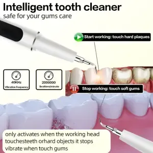 Removedor oral de placa tártaro, kit de limpeza dentária removedor de cálculo com luz LED e 5 modos ajustáveis recarregáveis