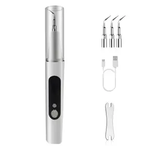 Removedor oral de placa tártaro, kit de limpeza dentária removedor de cálculo com luz LED e 5 modos ajustáveis recarregáveis