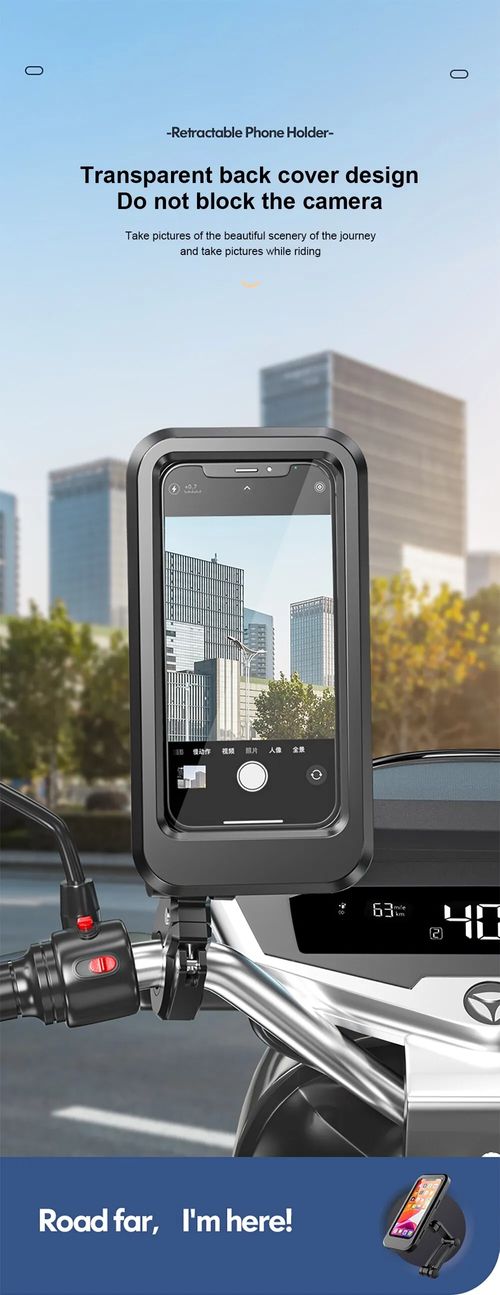 Suporte universal para telefone para motocicleta e bicicleta, rotação 360 ajustável, à prova d'água