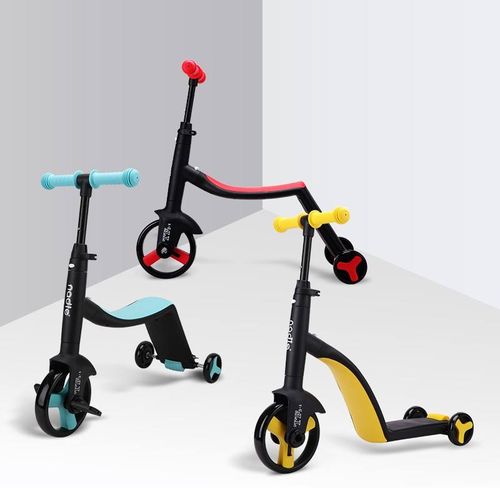 Crianças multifuncionais 8-em-1 equilíbrio de deformação bicicleta de três rodas scooter 3-6 anos com empurrar guidão leve carrinho