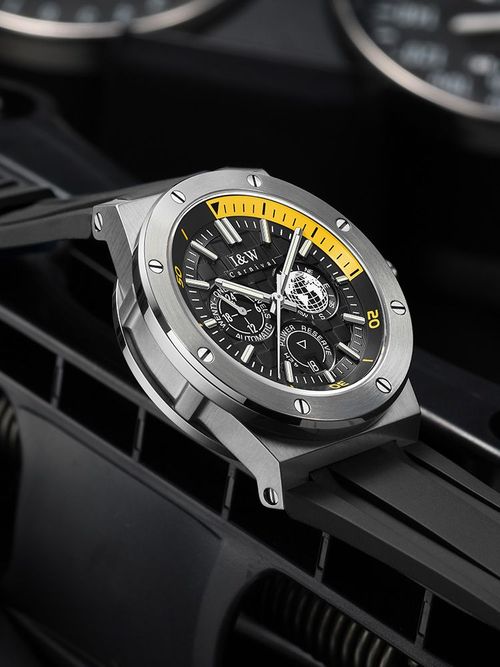 (S)I&W783   42mm Stainless Steel Watch with Miyota 8217 Movement, Synthetic Sapphire Crystal, Rubber Strap with Pin Buckle