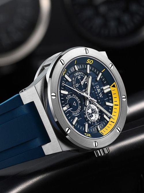 (S)I&W783   42mm Stainless Steel Watch with Miyota 8217 Movement, Synthetic Sapphire Crystal, Rubber Strap with Pin Buckle