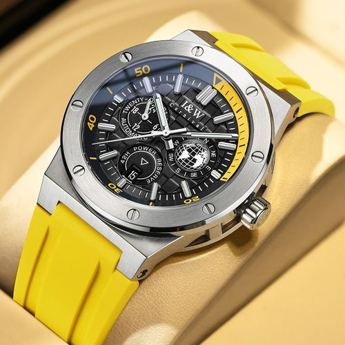 (S)I&W783   42mm Stainless Steel Watch with Miyota 8217 Movement, Synthetic Sapphire Crystal, Rubber Strap with Pin Buckle
