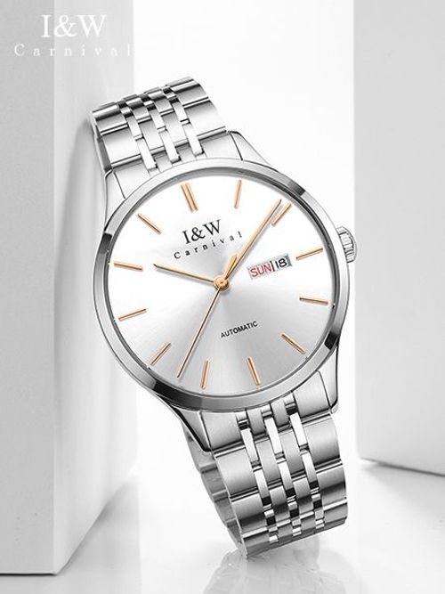 PSQ-I&W508Men's Luxury Automatic Mechanical Business Watch Stainless Steel Wristwatch Masculine Relogio Seiko Movement Pointer Waterproof