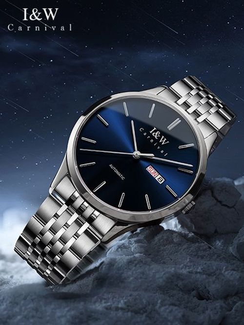 PSQ-I&W508Men's Luxury Automatic Mechanical Business Watch Stainless Steel Wristwatch Masculine Relogio Seiko Movement Pointer Waterproof