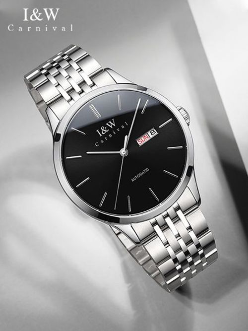 PSQ-I&W508Men's Luxury Automatic Mechanical Business Watch Stainless Steel Wristwatch Masculine Relogio Seiko Movement Pointer Waterproof
