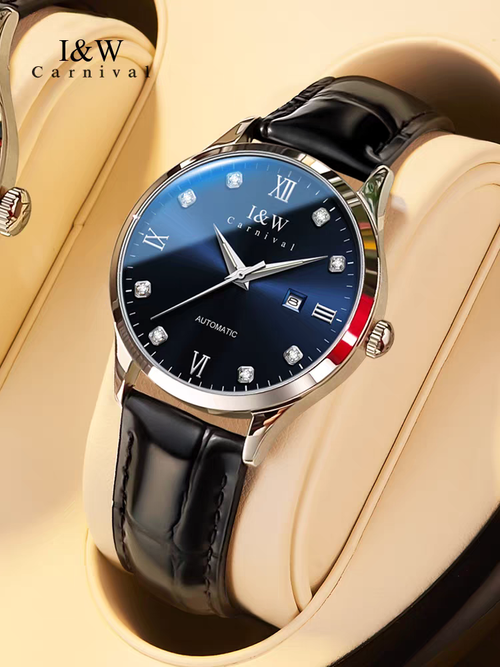 PSQ-I&W512 Swiss brand women's watches mechanical watches temperament versatile leisure waterproof Valentine's Day 520 gift Grey leather belt in this colour