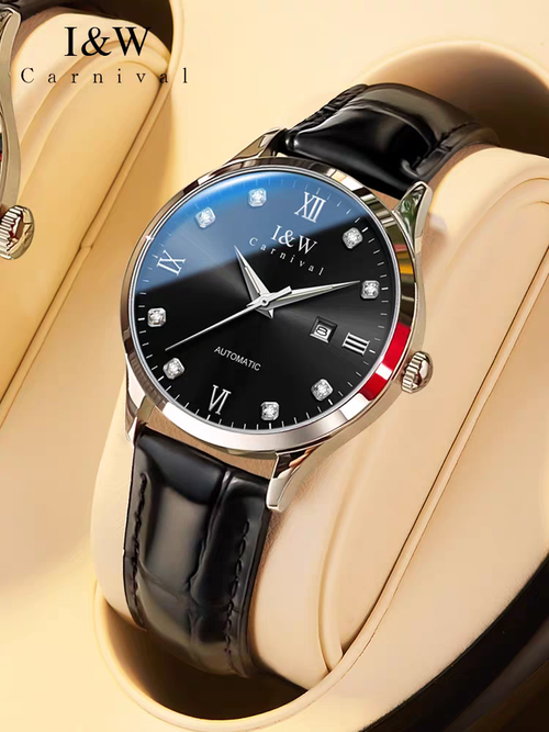 PSQ-I&W512 Swiss brand women's watches mechanical watches temperament versatile leisure waterproof Valentine's Day 520 gift Grey leather belt in this colour