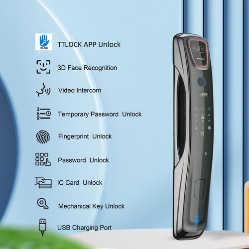 3D Face & Fingerprint Smart Lock, Biometric Keyless Entry Door Lock