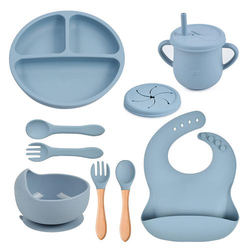 Utensílios de mesa de silicone para crianças, design de desenho animado, tigela, colher, alimentador, utensílios de mesa para bebês, sucção