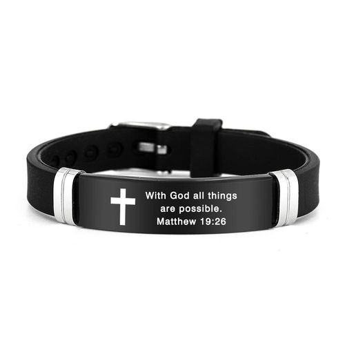 Stainless steel adjustable silicone sports bracelet