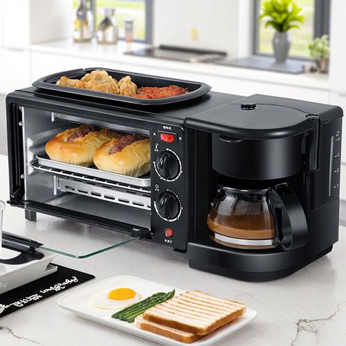 Three-in-one function: baking tray, electric oven, coffee machine