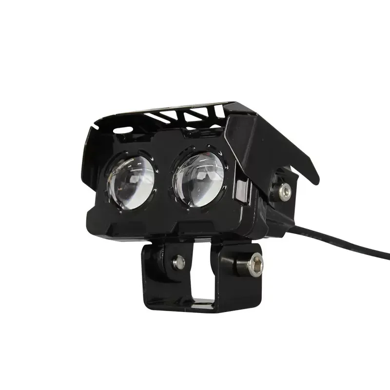Motorcycle double eye headlight LED yellow and white high and low beam waterproof external electric vehicle headlight