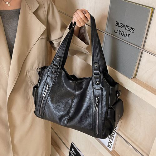 Bolsa de senhora em pele genuína para motociclista, estilo europeu e americano, bolsa de ombro a tiracolo de grande capacidade, bolsa de viagem simples e moderna