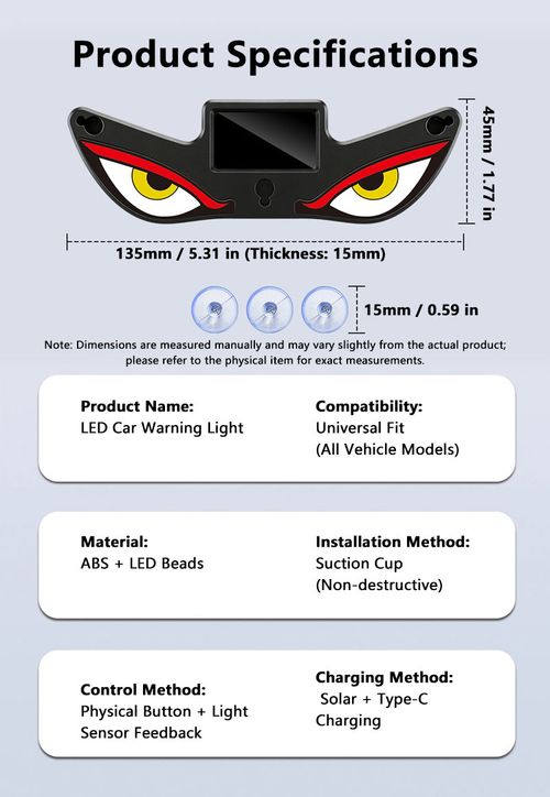 LED dynamic expression neon light car solar devil eye light rear window anti-rear collision warning light 2026
