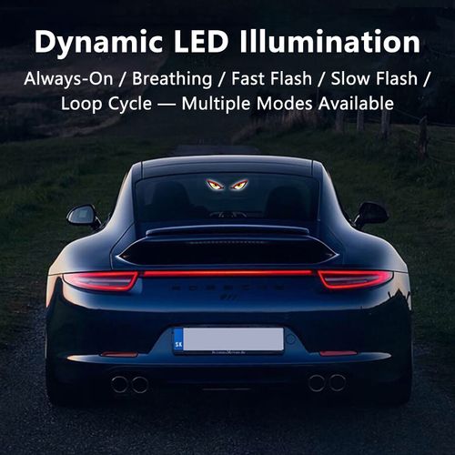 LED dynamic expression neon light car solar devil eye light rear window anti-rear collision warning light 2026