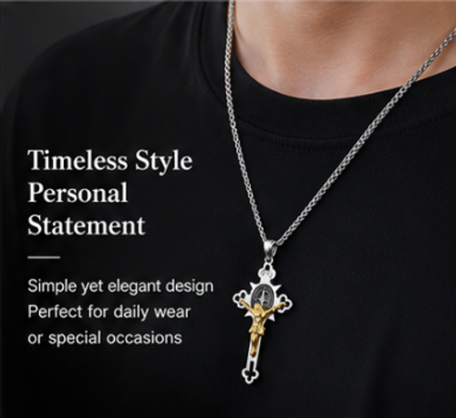（💥Lucky necklace💥）🙏You're lucky ST.Benedict Protection Cross Power Pendant Necklace🙏