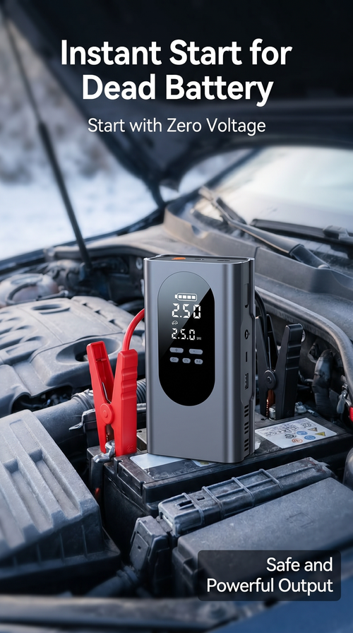 Multifunctional portable car tire inflator with emergency light emergency start all-in-one machine
