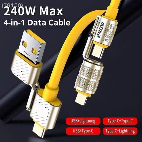 240W 4-in-1 charging cable | Type-C to Type-C zinc alloy structure for ultra-fast charging