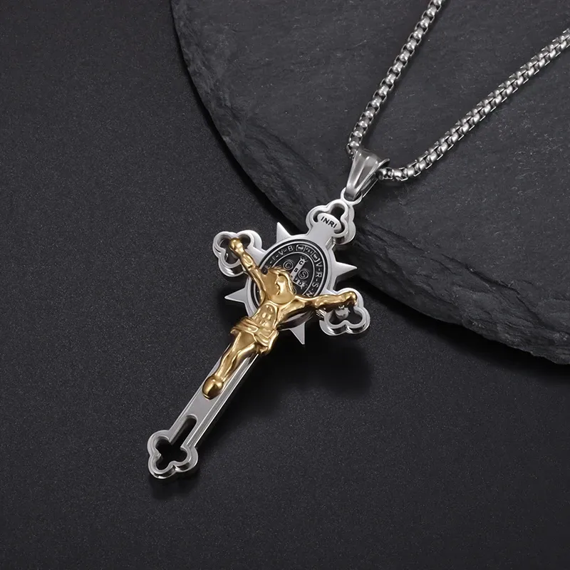 （💥Lucky necklace💥）🙏You're lucky ST.Benedict Protection Cross Power Pendant Necklace🙏