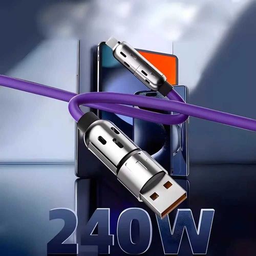 4 in 1 Multi Connectors Charger Rotating Elbow USB to Type-C 1.5m Mobile Phone 240W Fast Charging Silicone Cable Data