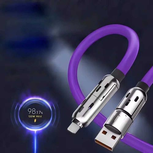 4 in 1 Multi Connectors Charger Rotating Elbow USB to Type-C 1.5m Mobile Phone 240W Fast Charging Silicone Cable Data