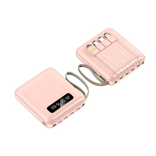 OLWIMILO 6000MAH Mini Powerbank with 4 Detachable Data Cable and Flash Light