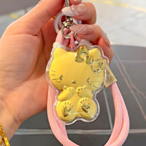 Gold 999 Hello Kitty Cat Keychain