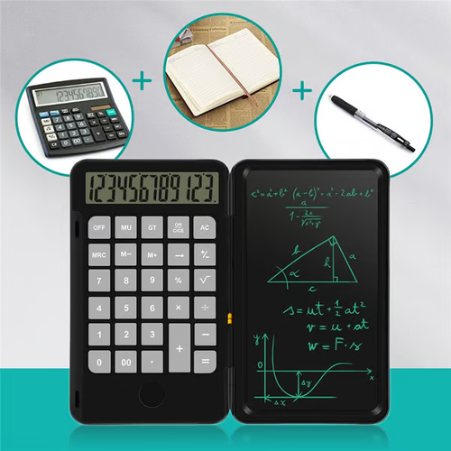 3 in 1 Portable Scientific Calculator, 6 Inch LCD Writing Tablet with Stylus, Foldable Design