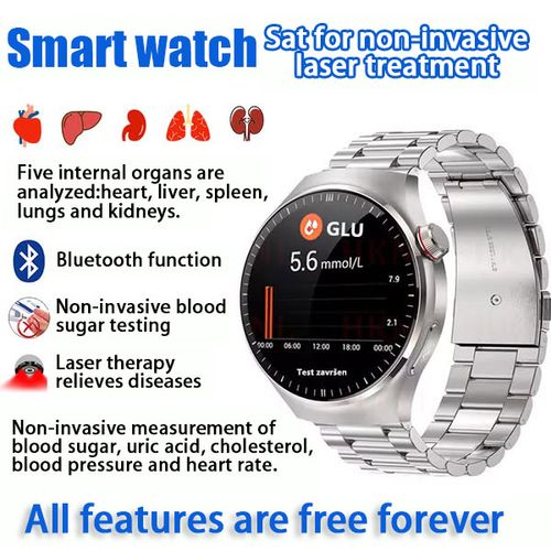 Painless blood sugar all-day monitoring smart bluetooth watch