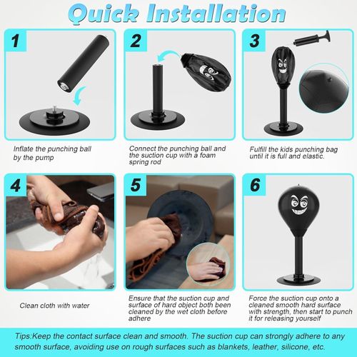 Tabletop punching bag with suction cups