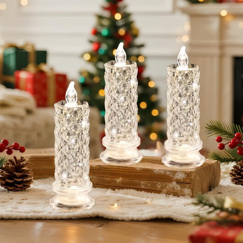 Buy 1 get 1 free✨🕯️LED Crystal Candle Lights 🌈Battery Operated with 6 Hour Timer