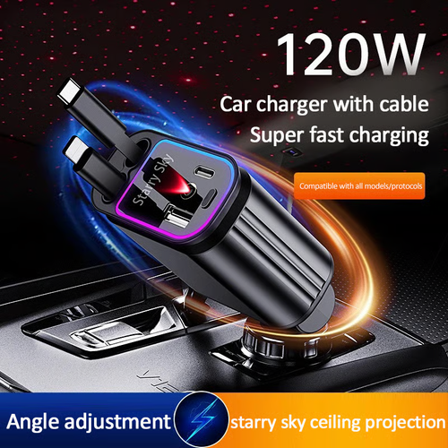 Portable Four-in-one 120W Starry Sky Car Charger💫