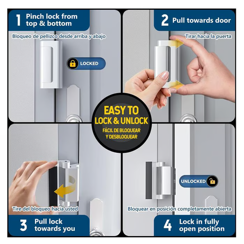 2-Pack Security Door Locks---Mechanical Door Blockers