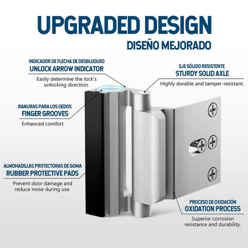 2-Pack Security Door Locks---Mechanical Door Blockers