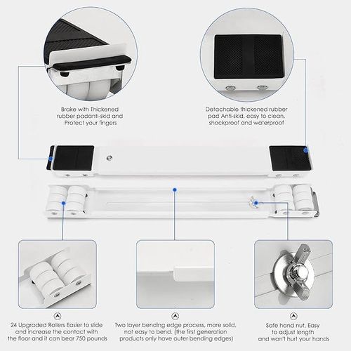 2PCS Heavy-Duty Adjustable Appliance Roller Stand