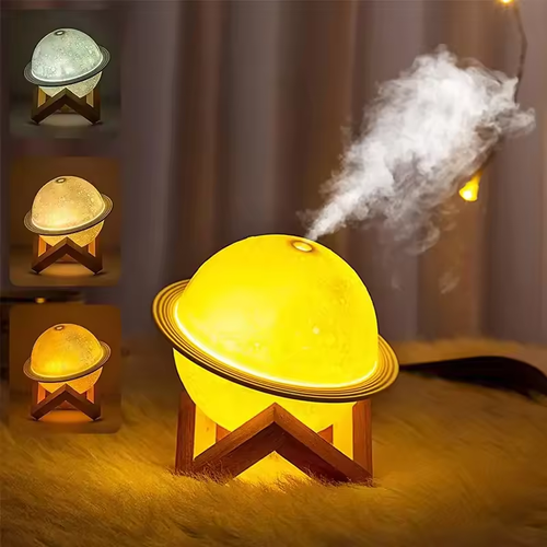 💫2-in1 Moon Planet Humidifier 3 Colors LED Night Light