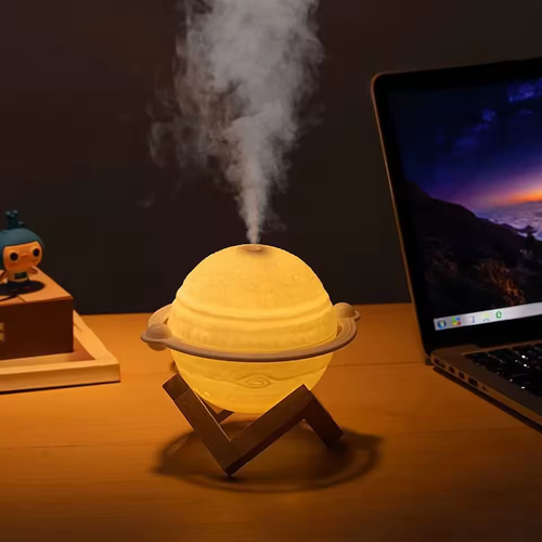 💫2-in1 Moon Planet Humidifier 3 Colors LED Night Light