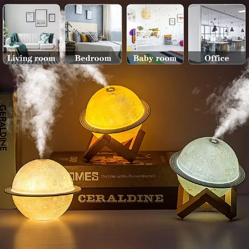 💫2-in1 Moon Planet Humidifier 3 Colors LED Night Light