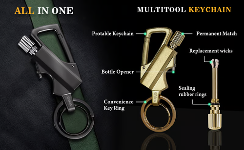 Infinity Lighter with Multitool Keychain Bottle Opener