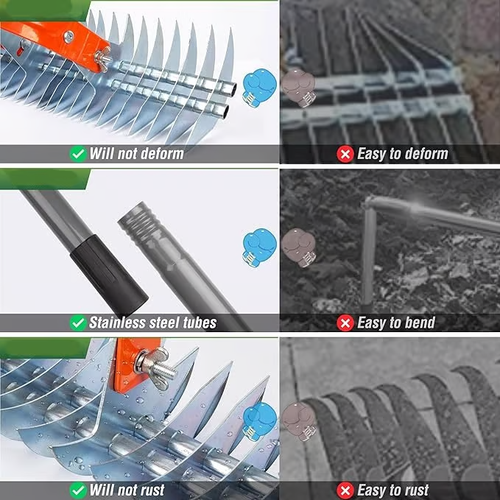 15-inch Lawn Thatch Rake-👍Adjustable (Overall length 70 inches)