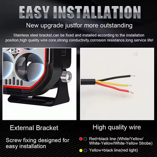 High Brightness Motorcycle Spotlight with Adjustable Bracket