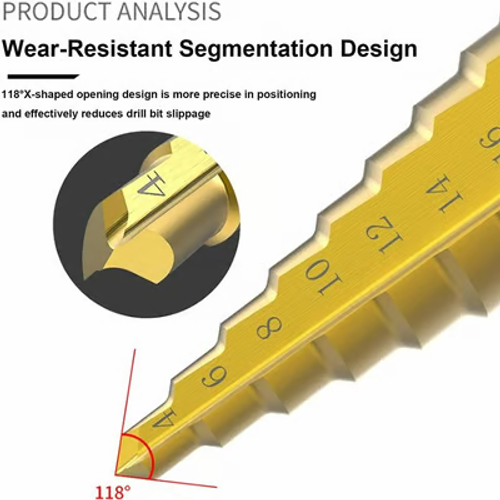 6PCS Titanium-Coated Step Drill Bit Set