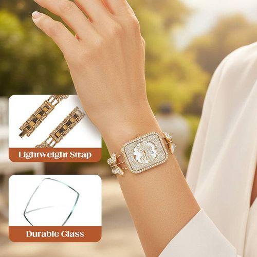Women Elegant Butterfly Jewelry Chain Watch🎀💎⌚-Gold-White